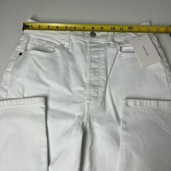 Cello NWT High Waist Ripped Wide White Jeans Size 7 - Picture 6 of 9